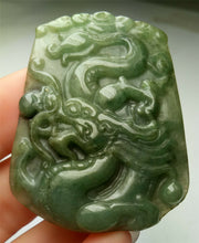 Load image into Gallery viewer, 10% OFF- Certified Natural Jadeite Emerald A*Jade HandCarved Lucky Dragon Pendant A3185
