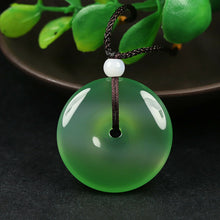 Load image into Gallery viewer, 10% OFF- Certified Natural Icy Emerald A Jade Handcrafted Ping'an Circle Donut Pendant A168