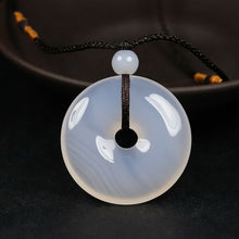 Load image into Gallery viewer, 10% OFF- Certified Natural Icy Emerald A Jade Handcrafted Ping'an Circle Donut Pendant A168