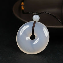 Load image into Gallery viewer, 10% OFF- Certified Natural Icy Emerald A Jade Handcrafted Ping'an Circle Donut Pendant A168