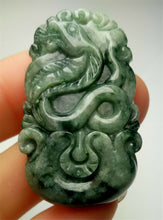 Load image into Gallery viewer, 10% OFF- Certified Natural Jadeite Emerald A*Jade HandCarved Lucky Snake Pendant A7273