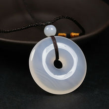 Load image into Gallery viewer, 10% OFF- Certified Natural Icy Emerald A Jade Handcrafted Ping'an Circle Donut Pendant A168