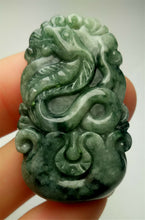 Load image into Gallery viewer, 10% OFF- Certified Natural Jadeite Emerald A*Jade HandCarved Lucky Snake Pendant A7273