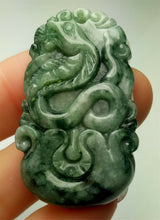 Load image into Gallery viewer, 10% OFF- Certified Natural Jadeite Emerald A*Jade HandCarved Lucky Snake Pendant A7273