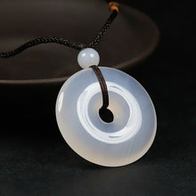 Load image into Gallery viewer, 10% OFF- Certified Natural Icy Emerald A Jade Handcrafted Ping'an Circle Donut Pendant A168