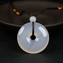 Load image into Gallery viewer, 10% OFF- Certified Natural Icy Emerald A Jade Handcrafted Ping'an Circle Donut Pendant A168