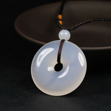 Load image into Gallery viewer, 10% OFF- Certified Natural Icy Emerald A Jade Handcrafted Ping'an Circle Donut Pendant A168