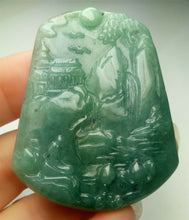 Load image into Gallery viewer, 10% OFF- Certified Natural Blue Green Jadeite Emerald A*Jade HandCarved Beautiful Landscape Pendant A0697