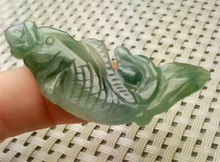 Load image into Gallery viewer, 10% OFF- Certified Natural Oily Green Jadeite Emerald A*Jade HandCarved Lucky Gold Fish Pendant A0117