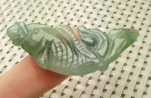 Load image into Gallery viewer, 10% OFF- Certified Natural Oily Green Jadeite Emerald A*Jade HandCarved Lucky Gold Fish Pendant A0117