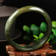 Load image into Gallery viewer, 58/59/60mm Certified Natural Emerald Xiu A*Jade HandCarved Bangle VV4480