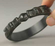 Load image into Gallery viewer, 60/61/62mm Certified Natural Emerald A Jade HandCarved Double Dragons-Flower Bracelet Bangle A1940 with Gift Box