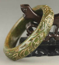 Load image into Gallery viewer, 59/60/61mm Certified Natural Green Yellow Jadeite Emerald A Jade HandCarved Flower Blossom Bracelet Bangle A1940 with Gift Box