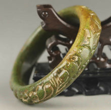 Load image into Gallery viewer, 59/60/61mm Certified Natural Green Yellow Jadeite Emerald A Jade HandCarved Flower Blossom Bracelet Bangle A1940 with Gift Box