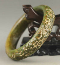 Load image into Gallery viewer, 59/60/61mm Certified Natural Green Yellow Jadeite Emerald A Jade HandCarved Flower Blossom Bracelet Bangle A1940 with Gift Box