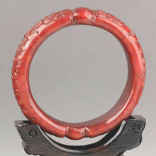 Load image into Gallery viewer, 60/61/62mm Certified Natural Red Jadeite Emerald A Jade HandCarved Ancient Double Dragons Bracelet Bangle A1940