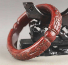Load image into Gallery viewer, 60/61/62mm Certified Natural Red Jadeite Emerald A Jade HandCarved Ancient Double Dragons Bracelet Bangle A1940