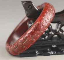 Load image into Gallery viewer, 60/61/62mm Certified Natural Red Jadeite Emerald A Jade HandCarved Ancient Double Dragons Bracelet Bangle A1940