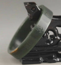 Load image into Gallery viewer, 10% OFF- 56/57/58mm Certified Natural Green Jadeite Emerald A Jade HandCarved Lucky Ancient Chinese Letter Bracelet Bangle A1940