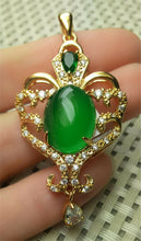 Load image into Gallery viewer, 10% OFF- Certified Natural Jadeite Emerald A*Jade Handcrafted Oval Pendant-GP 925 Sterling Silver Necklace with Gift Box