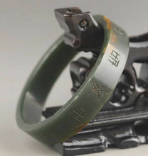 Load image into Gallery viewer, 10% OFF- 56/57/58mm Certified Natural Green Jadeite Emerald A Jade HandCarved Lucky Ancient Chinese Letter Bracelet Bangle A1940