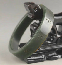 Load image into Gallery viewer, 10% OFF- 56/57/58mm Certified Natural Green Jadeite Emerald A Jade HandCarved Lucky Ancient Chinese Letter Bracelet Bangle A1940