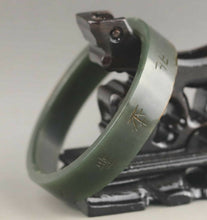 Load image into Gallery viewer, 10% OFF- 56/57/58mm Certified Natural Green Jadeite Emerald A Jade HandCarved Lucky Ancient Chinese Letter Bracelet Bangle A1940