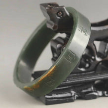 Load image into Gallery viewer, 10% OFF- 56/57/58mm Certified Natural Green Jadeite Emerald A Jade HandCarved Lucky Ancient Chinese Letter Bracelet Bangle A1940
