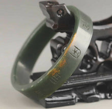 Load image into Gallery viewer, 10% OFF- 56/57/58mm Certified Natural Green Jadeite Emerald A Jade HandCarved Lucky Ancient Chinese Letter Bracelet Bangle A1940