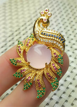 Load image into Gallery viewer, 10% OFF- Certified Natural Jadeite Emerald A*Jade Handcrafted Phoenix Pendant-GP 925 Sterling Silver Necklace with Gift Box