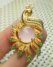 Load image into Gallery viewer, 10% OFF- Certified Natural Jadeite Emerald A*Jade Handcrafted Phoenix Pendant-GP 925 Sterling Silver Necklace with Gift Box