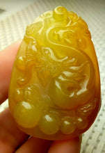 Load image into Gallery viewer, 10% OFF- Certified Natural Yellow Jadeite Emerald A*Jade HandCarved Dragon Pendant with Gift Box