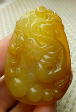 Load image into Gallery viewer, 10% OFF- Certified Natural Yellow Jadeite Emerald A*Jade HandCarved Dragon Pendant with Gift Box