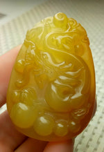 Load image into Gallery viewer, 10% OFF- Certified Natural Yellow Jadeite Emerald A*Jade HandCarved Dragon Pendant with Gift Box