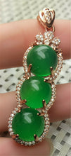 Load image into Gallery viewer, 10% OFF- Certified Natural Emerald A*Jade Handcrafted Lucky Beans Pendant-Rose GP 925 Sterling Silver Necklace with Gift Box