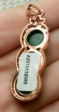 Load image into Gallery viewer, 10% OFF- Certified Natural Emerald A*Jade Handcrafted Lucky Beans Pendant-Rose GP 925 Sterling Silver Necklace with Gift Box