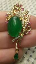 Load image into Gallery viewer, 10% OFF- Certified Natural Emerald A*Jade Handcrafted Lucky Phoenix Pendant-GP 925 Sterling Silver Necklace with Gift Box