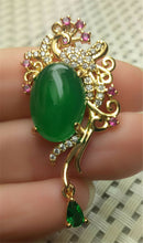 Load image into Gallery viewer, 10% OFF- Certified Natural Emerald A*Jade Handcrafted Lucky Phoenix Pendant-GP 925 Sterling Silver Necklace with Gift Box