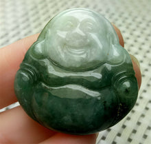 Load image into Gallery viewer, 10% OFF- Certified Natural Oily Green Jadeite Emerald A*Jade HandCarved Blessing Happy Buddha Pendant A0160