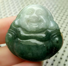 Load image into Gallery viewer, 10% OFF- Certified Natural Oily Green Jadeite Emerald A*Jade HandCarved Blessing Happy Buddha Pendant A0160
