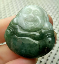 Load image into Gallery viewer, 10% OFF- Certified Natural Oily Green Jadeite Emerald A*Jade HandCarved Blessing Happy Buddha Pendant A0160