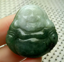 Load image into Gallery viewer, 10% OFF- Certified Natural Oily Green Jadeite Emerald A*Jade HandCarved Blessing Happy Buddha Pendant A0160