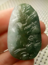 Load image into Gallery viewer, 10% OFF- Certified Natural Oily Green Jadeite Emerald A*Jade HandCarved Beautiful Landscape Pendant A2689