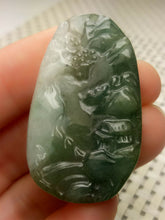 Load image into Gallery viewer, 10% OFF- Certified Natural Oily Green Jadeite Emerald A*Jade HandCarved Beautiful Landscape Pendant A2689