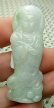 Load image into Gallery viewer, 10% OFF- Certified Natural Jadeite Emerald A*Jade Handcarved Blessing Guanyin Pendant A0083
