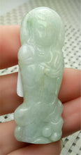 Load image into Gallery viewer, 10% OFF- Certified Natural Jadeite Emerald A*Jade Handcarved Blessing Guanyin Pendant A0083