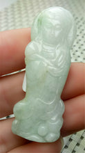 Load image into Gallery viewer, 10% OFF- Certified Natural Jadeite Emerald A*Jade Handcarved Blessing Guanyin Pendant A0083