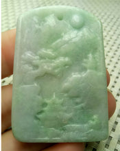 Load image into Gallery viewer, 10% OFF- Certified Natural Jadeite Emerald A*Jade HandCarved Beautiful Landscape Pendant A0088