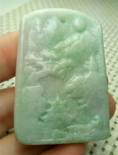 Load image into Gallery viewer, 10% OFF- Certified Natural Jadeite Emerald A*Jade HandCarved Beautiful Landscape Pendant A0088