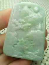 Load image into Gallery viewer, 10% OFF- Certified Natural Jadeite Emerald A*Jade HandCarved Beautiful Landscape Pendant A0088